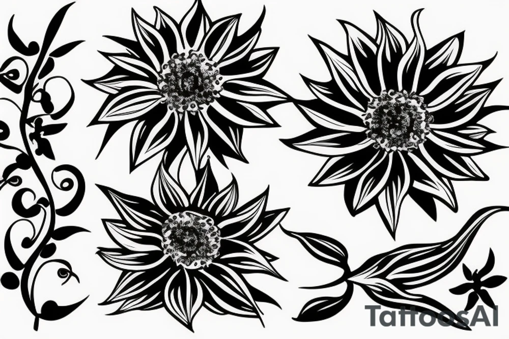 orchid and sunflower tattoo idea