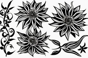 orchid and sunflower tattoo idea