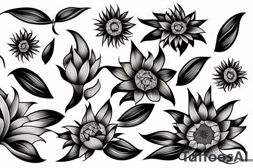 orchid and sunflower tattoo idea
