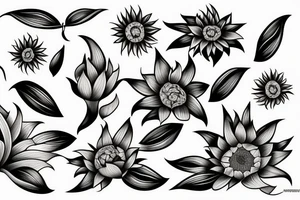 orchid and sunflower tattoo idea