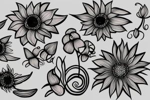orchid and sunflower tattoo idea