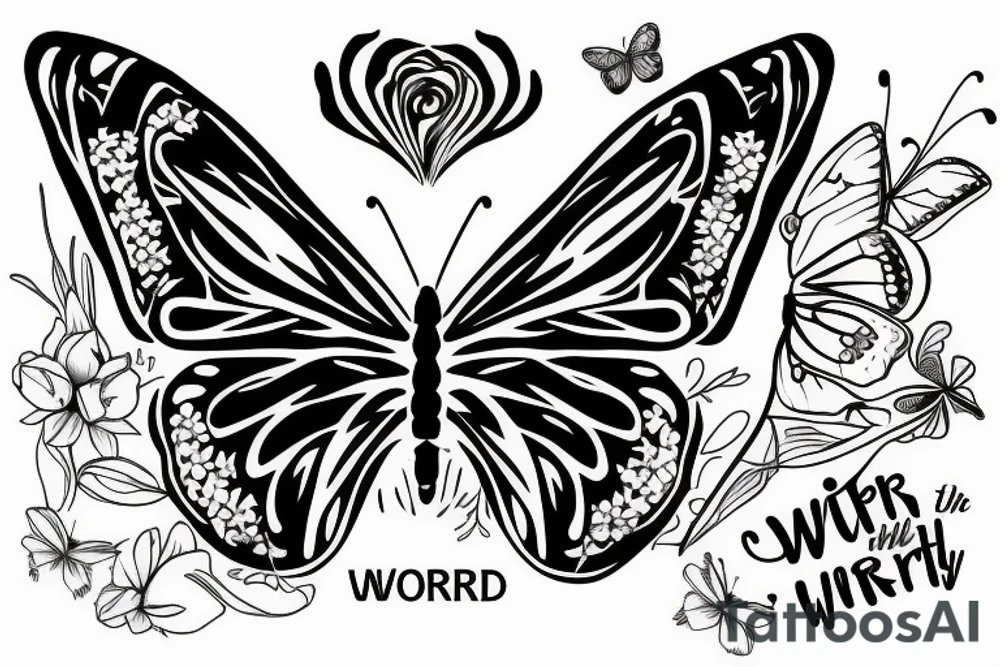 butterfly with the wrld is yours under it and a 999 under the phrase tattoo idea