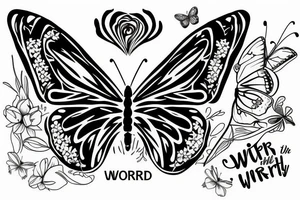 butterfly with the wrld is yours under it and a 999 under the phrase tattoo idea