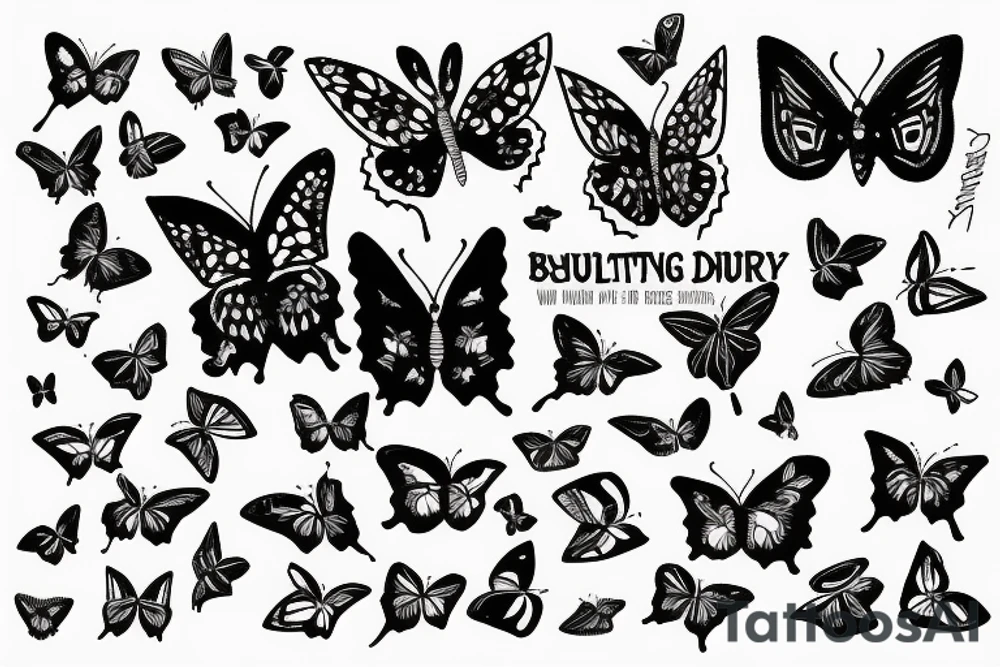 a single butterfly with the phrases the wrld is yours and 999 under it tattoo idea