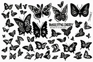 a single butterfly with the phrases the wrld is yours and 999 under it tattoo idea