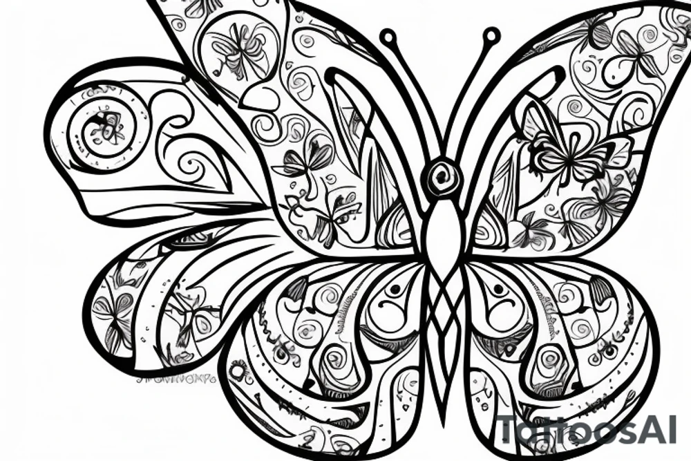 a single butterfly with the phrases the wrld is yours and 999 under it tattoo idea
