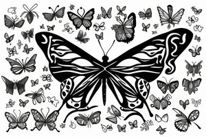 a single butterfly with the phrases the wrld is yours and 999 under it tattoo idea