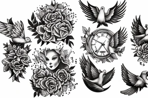 Full sleeve, heaven, doves, clouds, cherub tattoo idea
