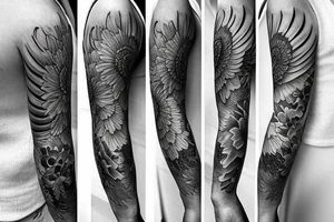 Full sleeve, gates of heaven, doves, clouds, lots of detailed shading tattoo idea
