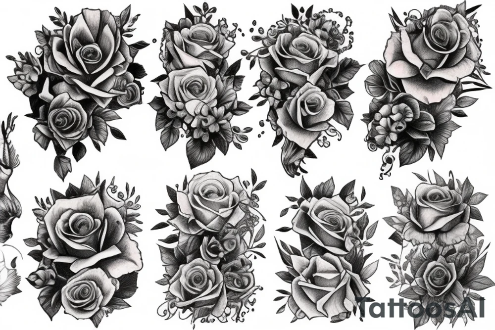 Full sleeve, gates of heaven, doves, roses lots of detailed shading tattoo idea