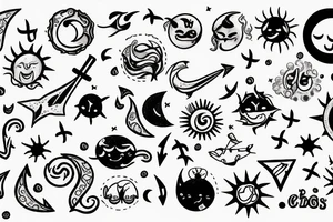 An anchor, the sun, the moon, the stars, the sea, the wind ,the waves tattoo idea