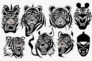Samurai with a tiger at night tattoo idea