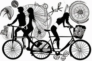 Couple riding bicycles on beach tattoo idea