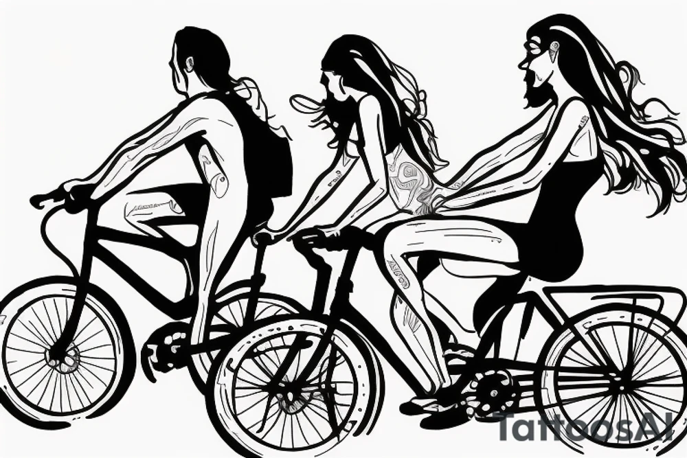 Couple riding bicycles on beach tattoo idea