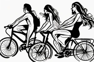 Couple riding bicycles on beach tattoo idea