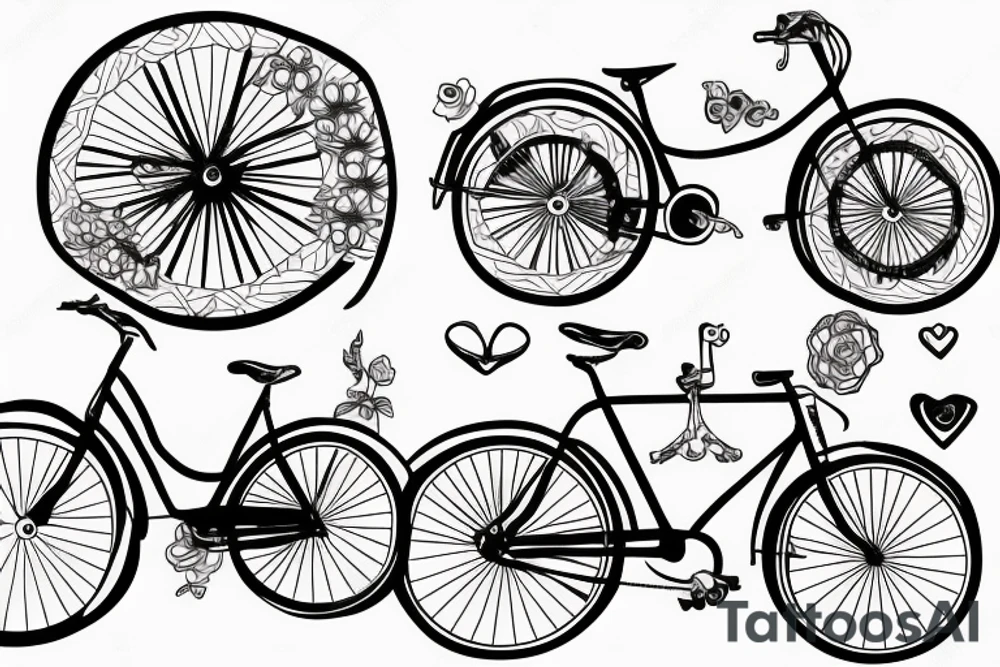 Couple riding bicycles tattoo idea