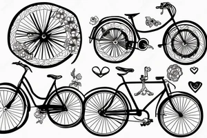 Couple riding bicycles tattoo idea
