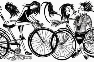 Couple riding bicycles tattoo idea