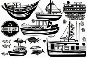 old boat in the sea tattoo idea