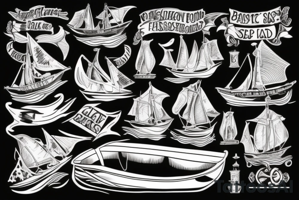 old boat in the sea tattoo idea