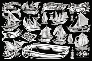 old boat in the sea tattoo idea