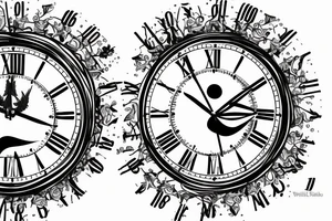 2 clocks 10:18 and 10:02
roman numerals dated 4/10/18 and 01/06/23
Two white doves tattoo idea