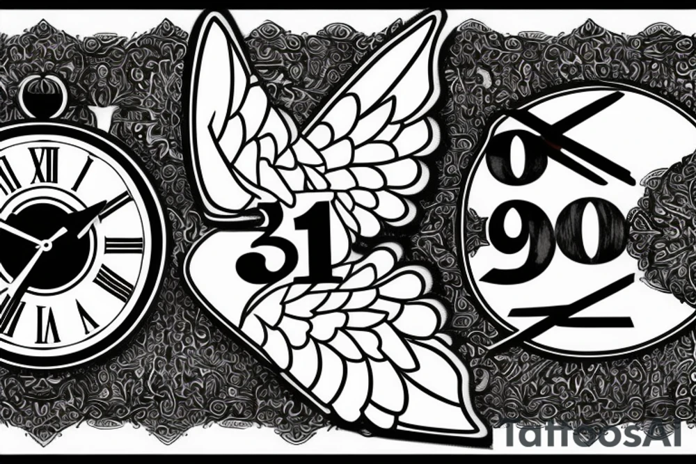 2 clocks 10:18 and 10:02
roman numerals dated 4/10/18 and 01/06/23
Two white doves tattoo idea