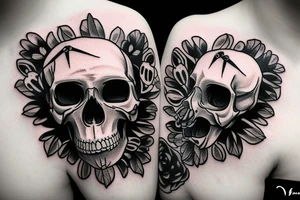 Crying skull with a barbed wire halo tattoo idea