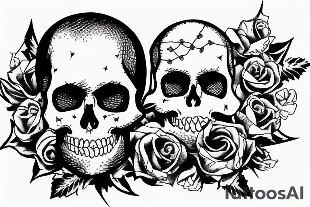 Crying skull with a barbed wire halo tattoo idea