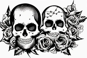 Crying skull with a barbed wire halo tattoo idea