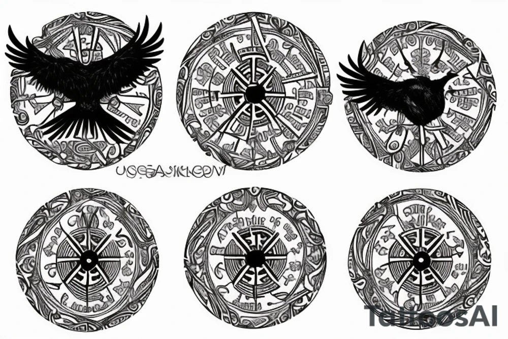 Vegvisir with black raven tattoo idea