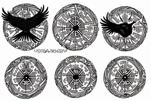 Vegvisir with black raven tattoo idea