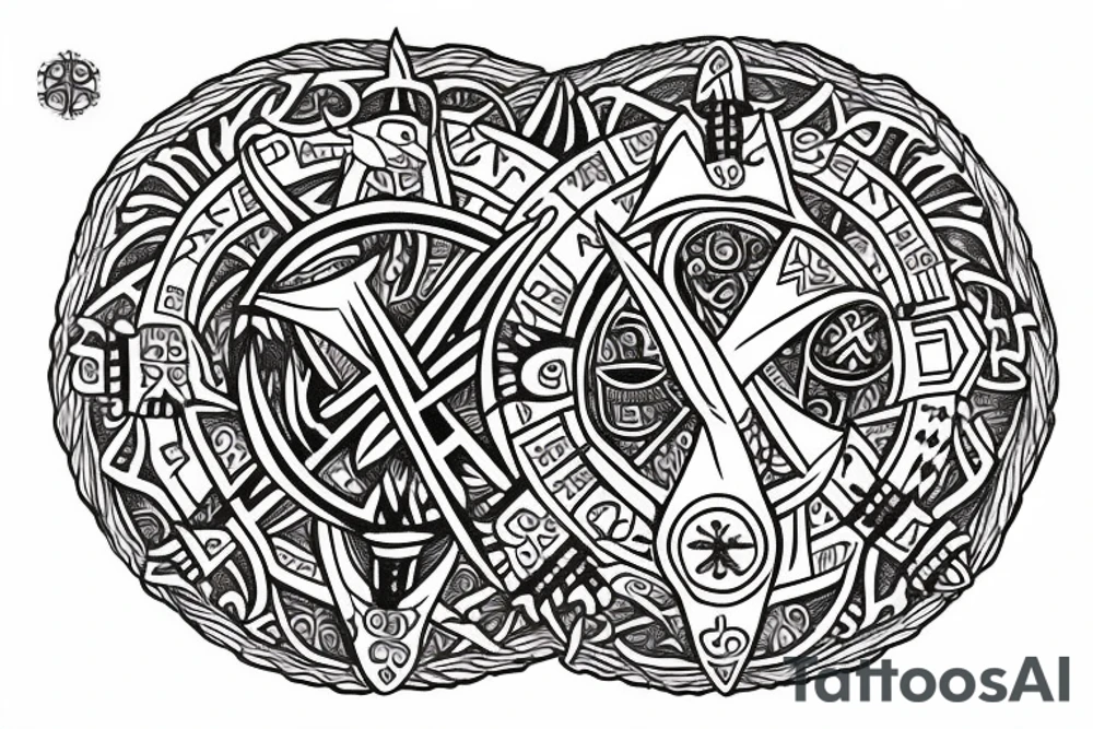 Vegvisir with black raven tattoo idea