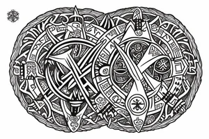 Vegvisir with black raven tattoo idea