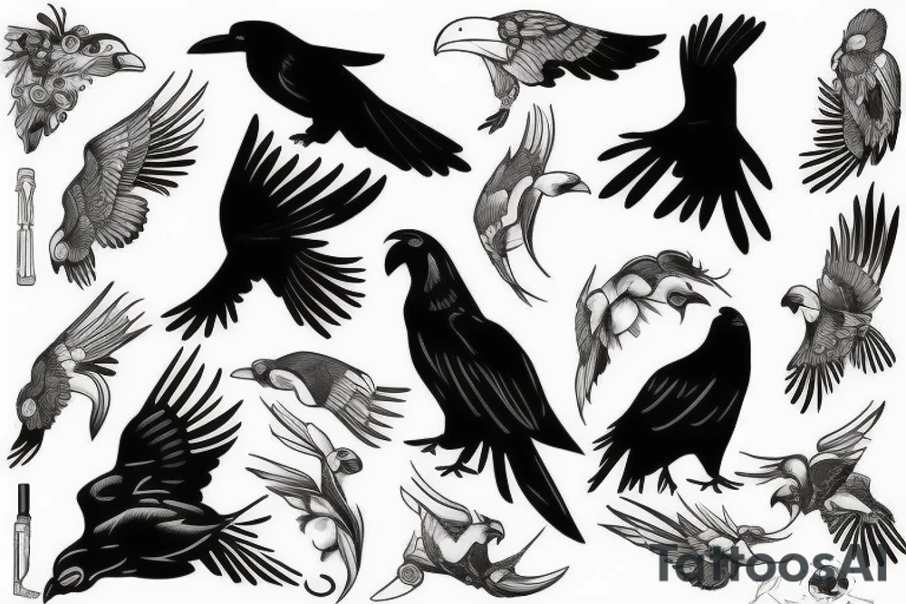 Black raven tattoo idea