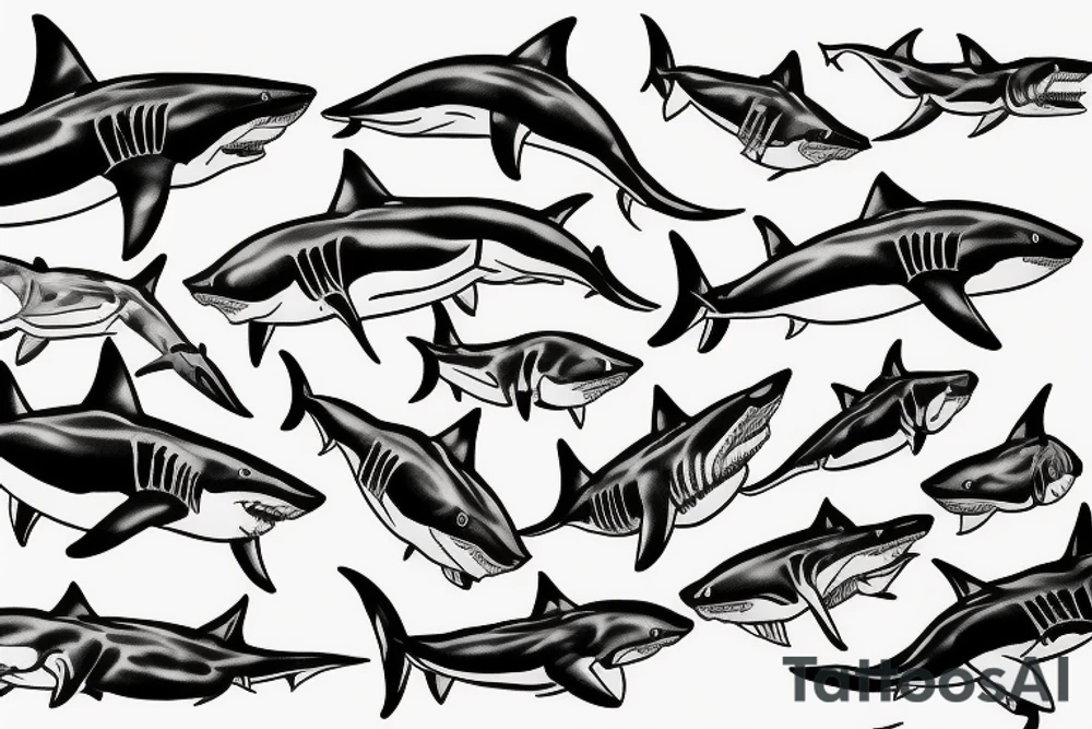 Great white shark and ghosts tattoo idea