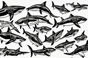 Great white shark and ghosts tattoo idea