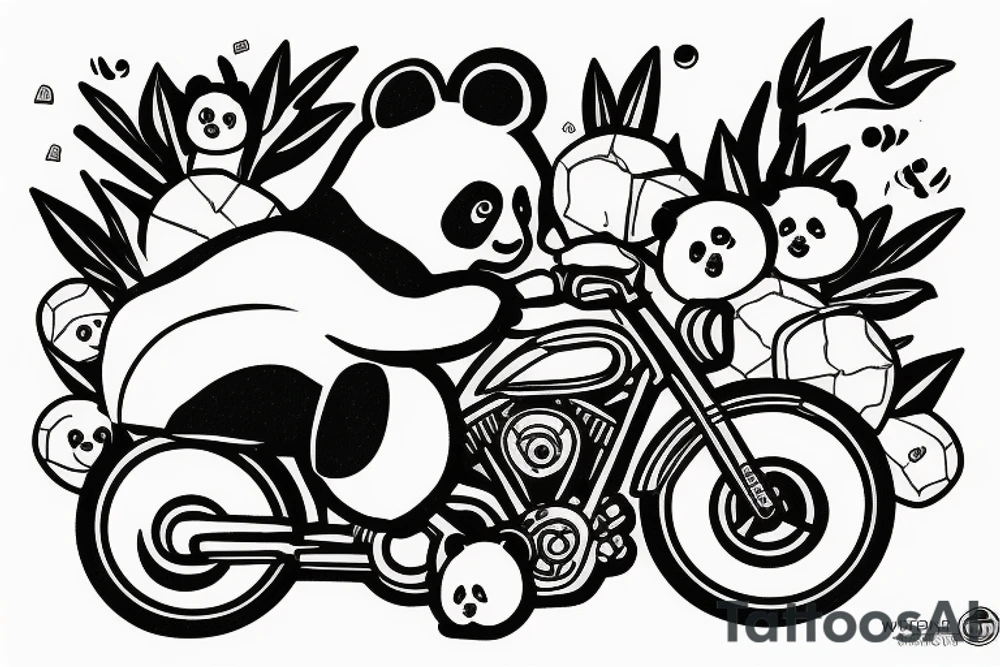 Panda, racing a bike tattoo idea