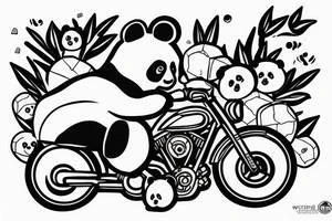 Panda, racing a bike tattoo idea