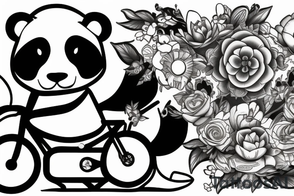 Panda, racing a bike tattoo idea