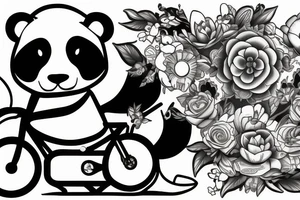 Panda, racing a bike tattoo idea