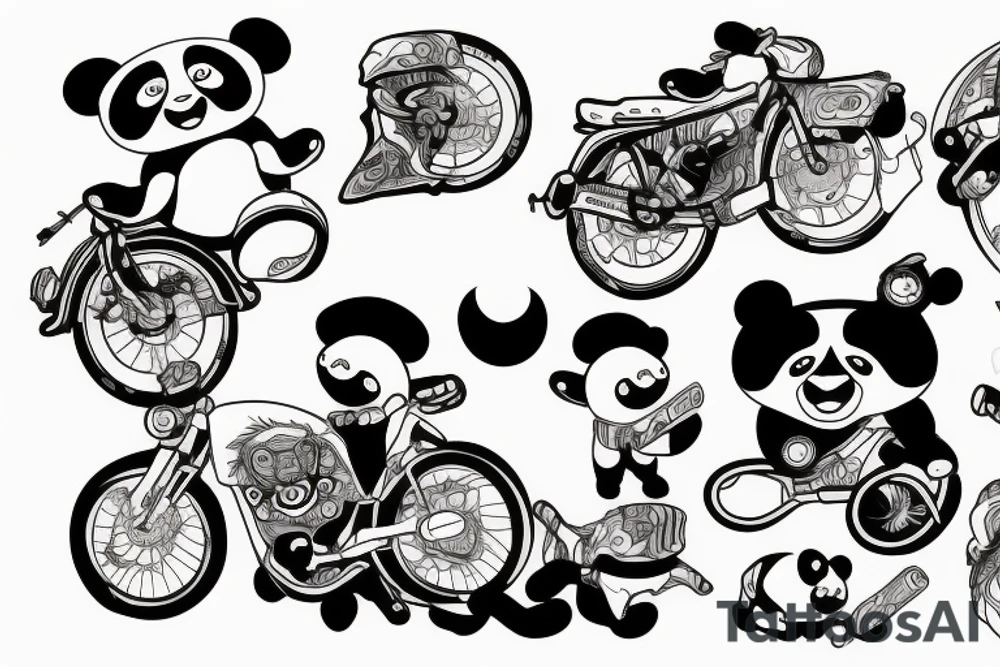 Panda, racing a cycle tattoo idea
