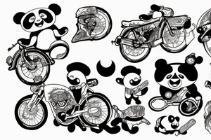 Panda, racing a cycle tattoo idea