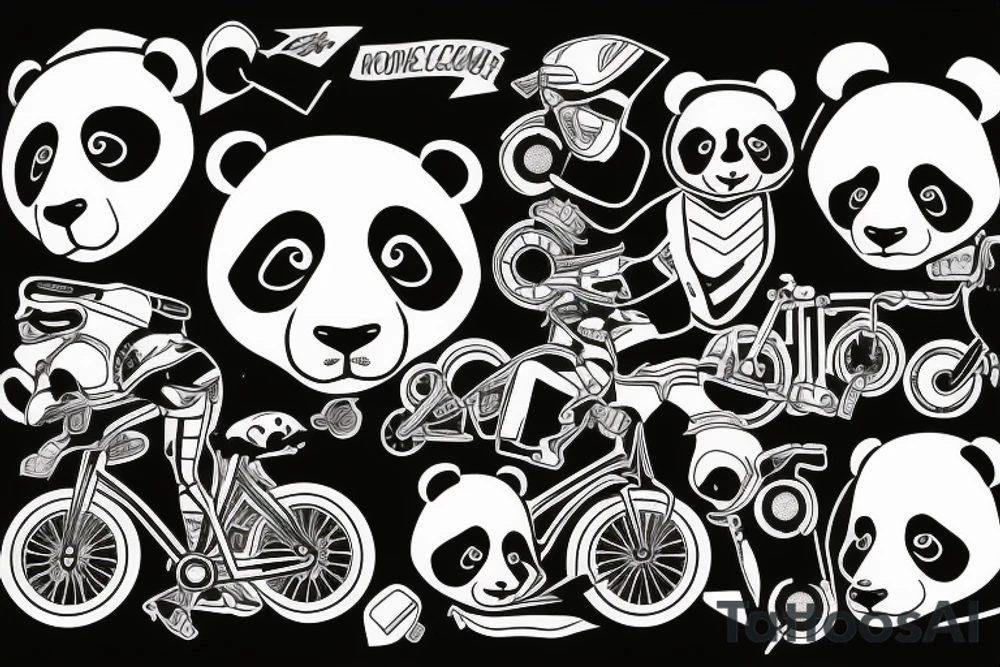 Panda, racing a bicycle tattoo idea