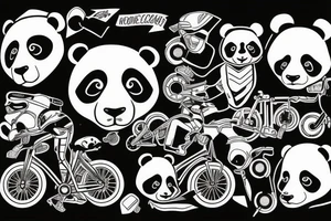 Panda, racing a bicycle tattoo idea