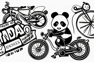 Panda, racing a bicycle tattoo idea