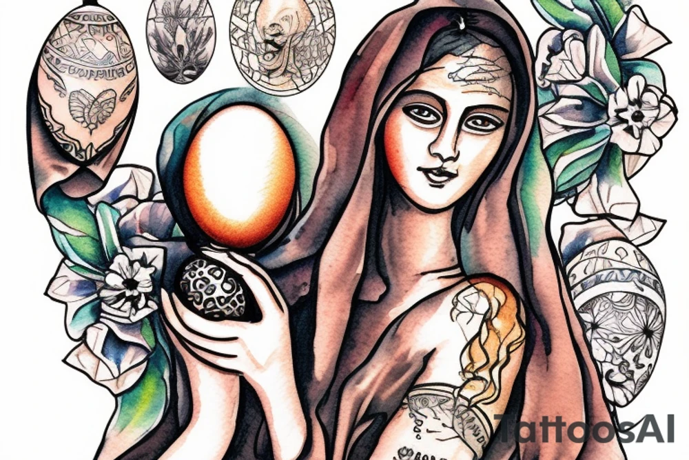 Mary Magdalene holding egg tattoo idea