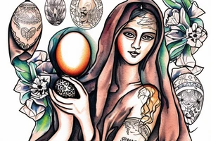 Mary Magdalene holding egg tattoo idea