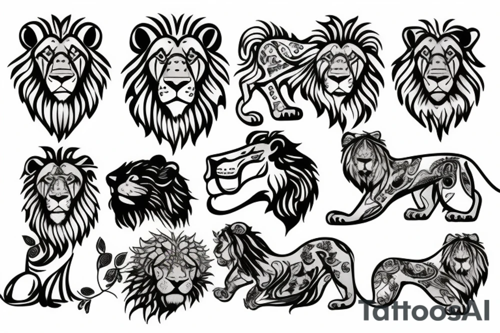 3 English lions tattoo idea