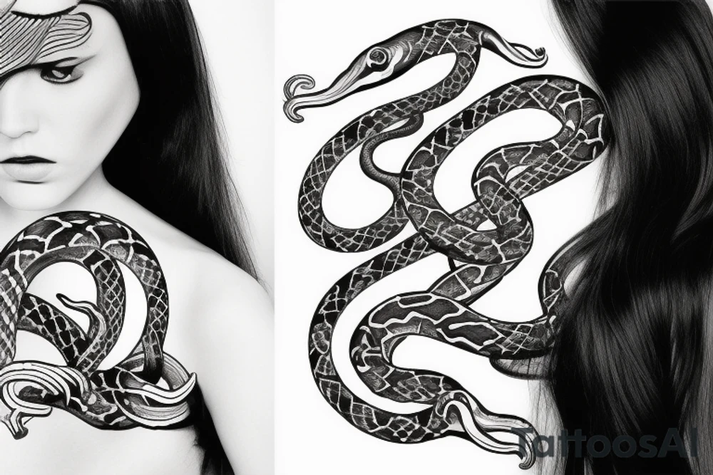 Versace snake women hair tattoo idea
